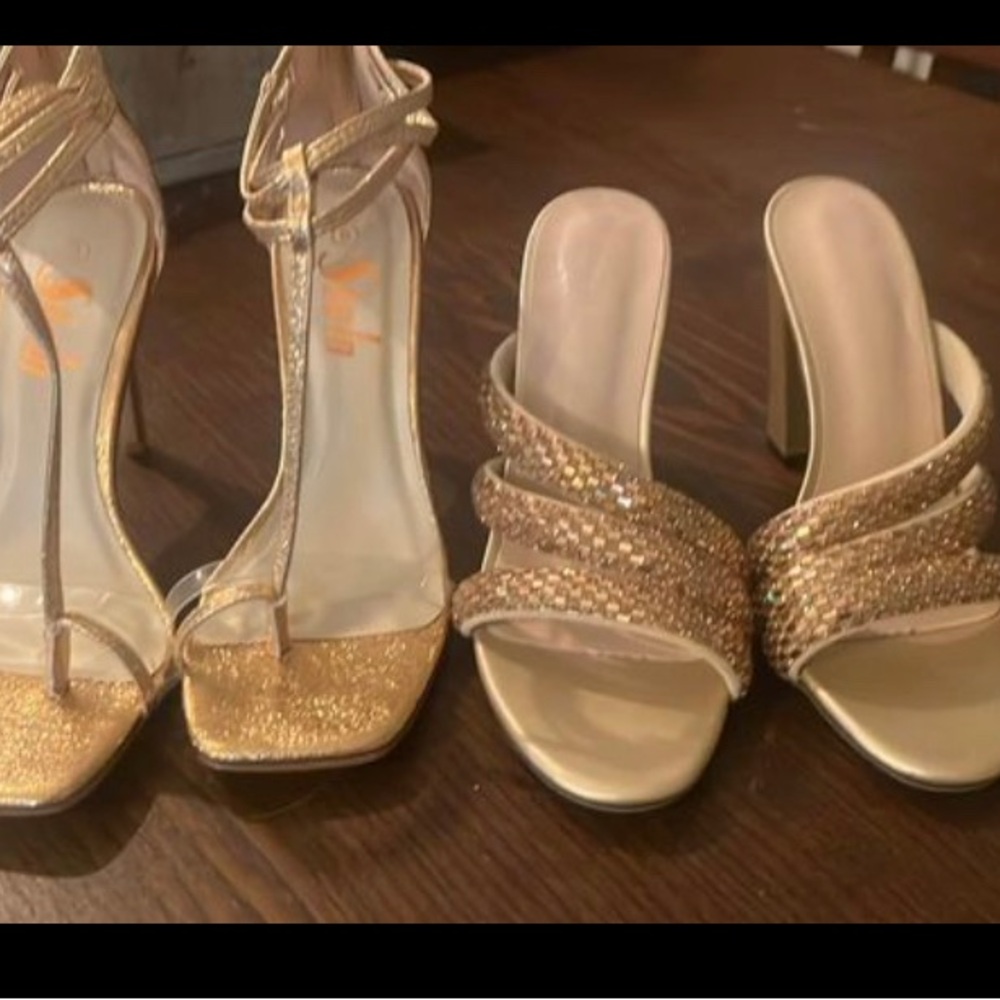 Gold/Rose Gold dressy heels size 8